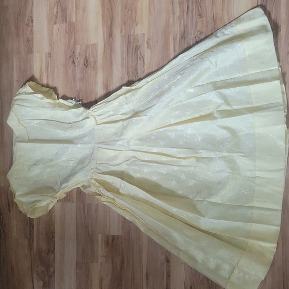 Vintage 50s Yellow Floral Jacquard Swing Homemade S - Picture 6 of 12